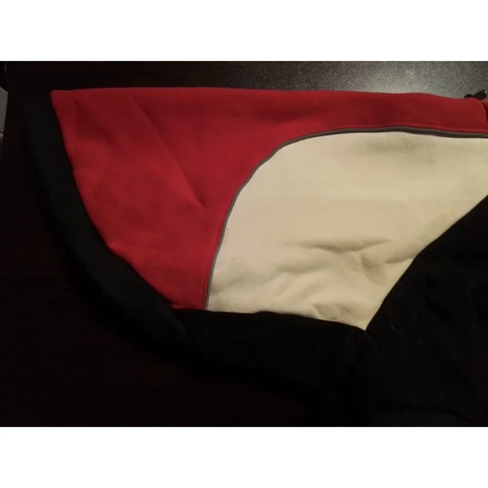 Red Black White Colorblock Dog Fleece Sweatshirt‎ Hoodie Reflective Size L